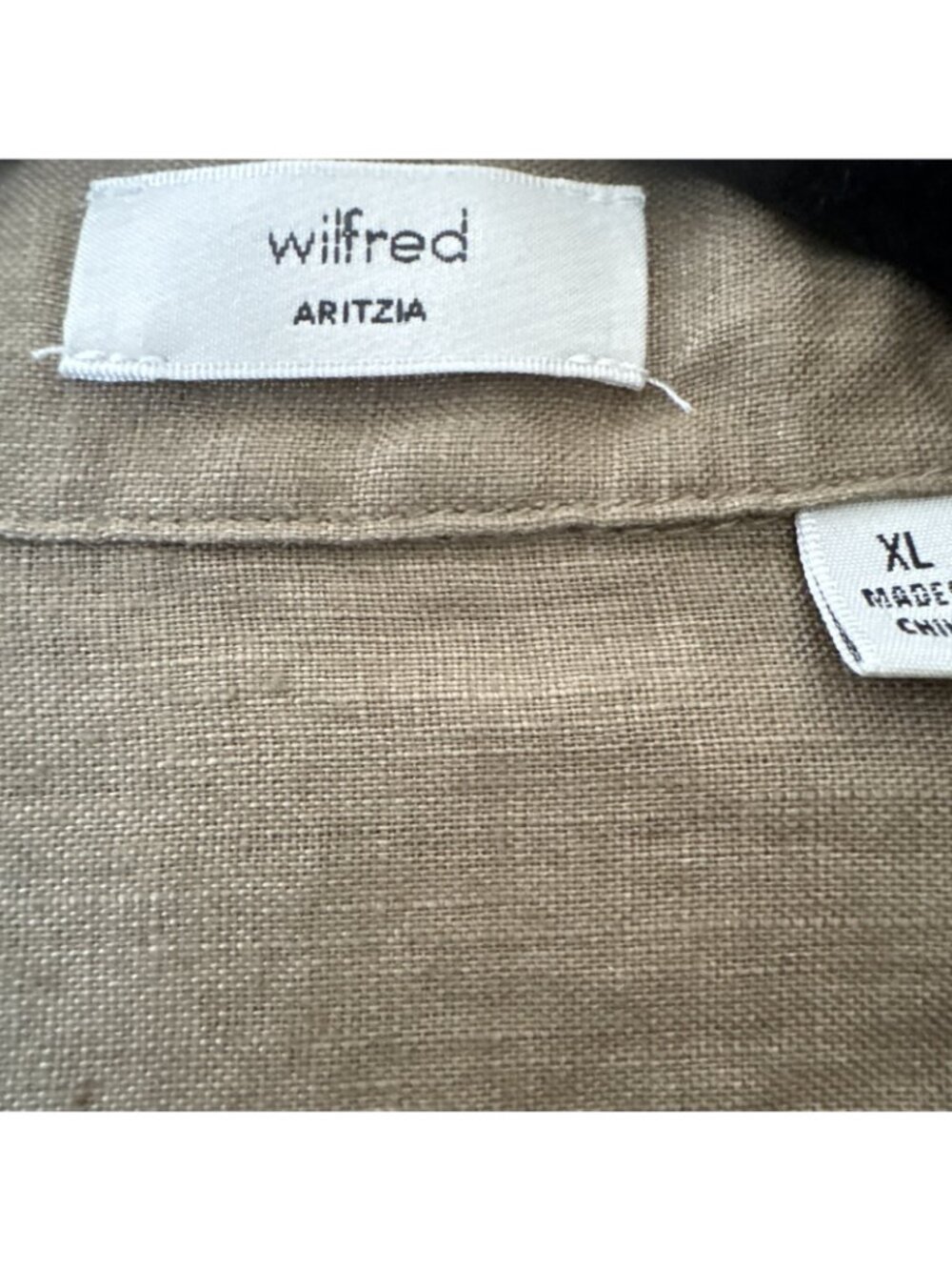 Aritzia Wilfred Linen Shirt Womens Xl Green Reminisce Relaxed Long Sleeve Button View 3
